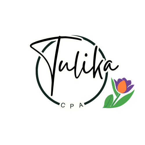Stylized logo with the name 'Julika' inside a circle and a colorful flower on the right.