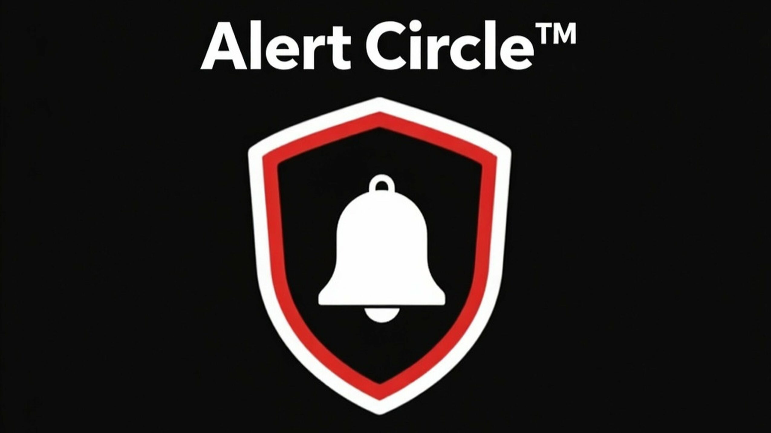 Shield emblem with a bell icon and the text 'Alert Circle' above, on a black background.