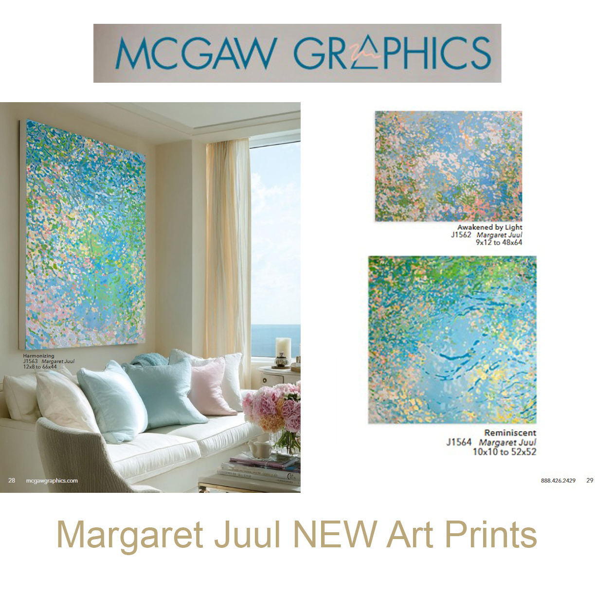 Magazine cover featuring a living room with a large abstract painting, three smaller paintings, and a sofa with cushions.